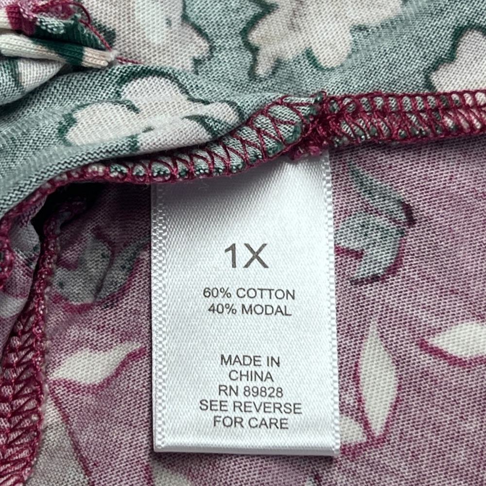 LOGO by Lori Goldstein Top Women 1X Multicolor Floral Patchwork Long Sleeve Knit - Picture 3 of 10